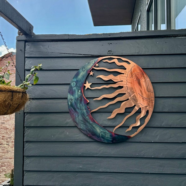 Sun and Moon | Metal Wall Art | Indoor Covered Outdoor Celestial Patio ...