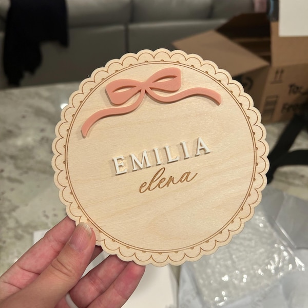 Wooden Lace Ribbon Bow Interchangeable Milestone Cards | Personalize ...