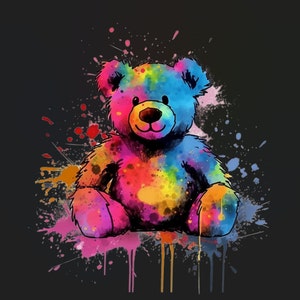 Teddy Bear PNG, Teddy Bear SVG, Graffiti Svg, Colorful Teddy