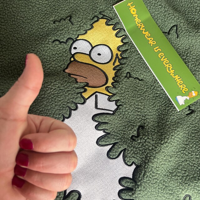 Oversized Teddy Jacket Homer Simpson Bush Meme Embroidered | Funny