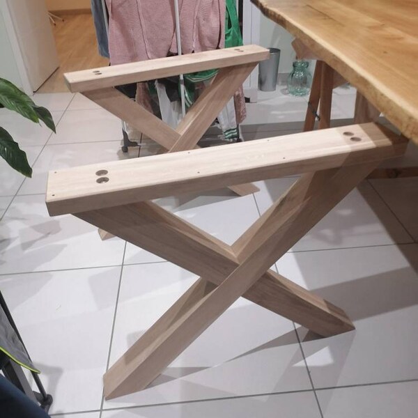 Bench Oak Legs, X-shaped, Solid Wood Bench Legs - Etsy