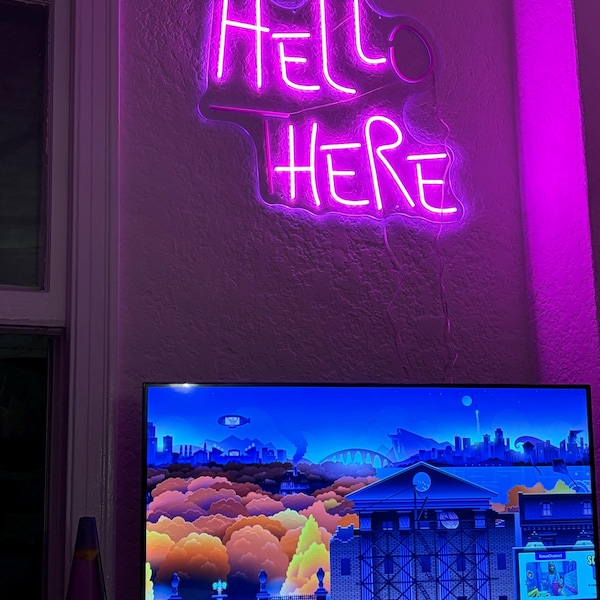 Hello There, Hell Here Neon Sign, Halloween Decor Lights, Horror Decor ...