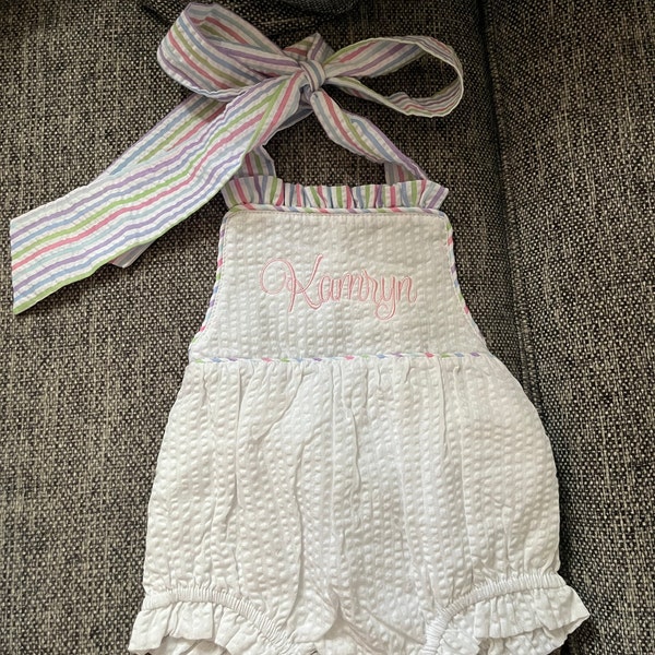 Organic Seersucker Ruffle Romper
