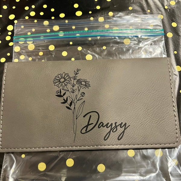 Personalized Checkbook Covers, Leather Check Wallet, Engraved Checkbook ...