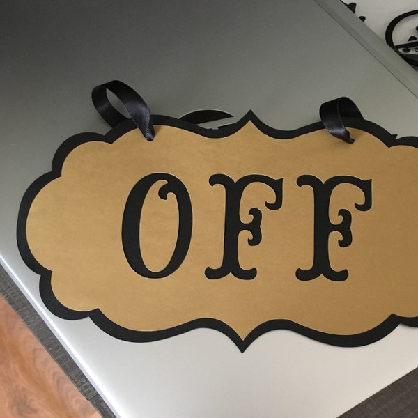Metallic Open Closed Flip Sign Cardstock, Hangs With Black Ribbon ...