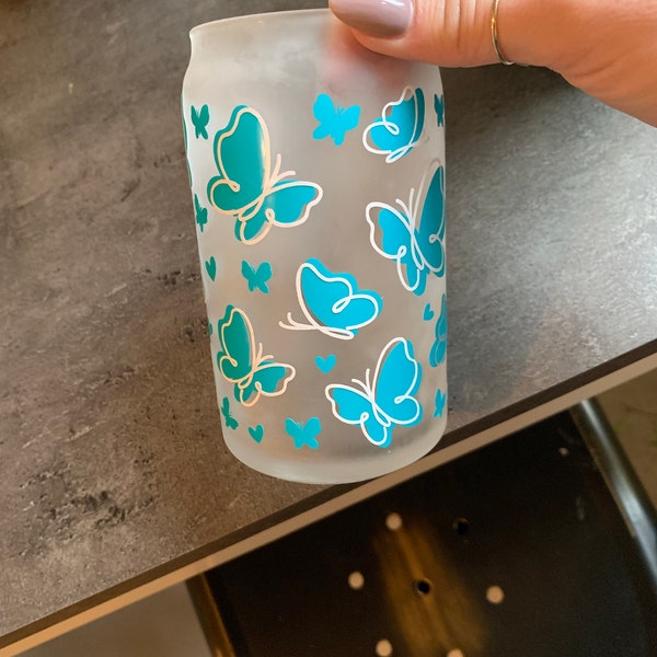 16oz Butterfly Libbey Glass Can Svg, Glass Can Full Wrap Svg ...