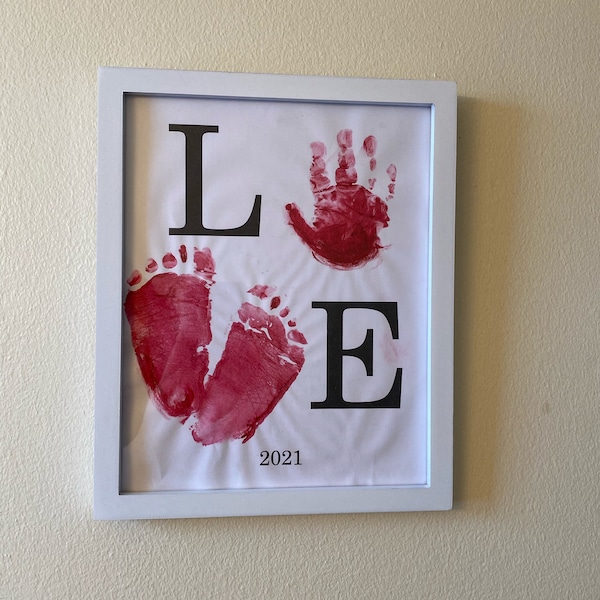 Love Handprint Art, Valentines Day Gift From Baby, Craft and Keepsake ...