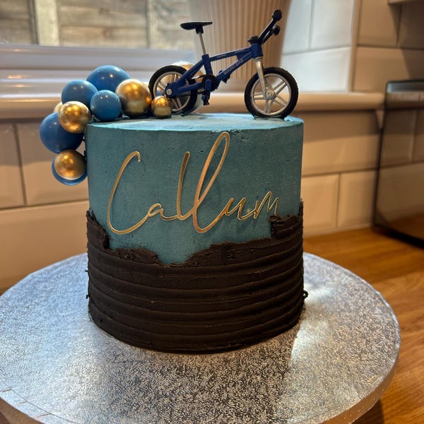 View of Custom Bike Cake Topper Set: Personalized Birthday Party Decor - Etsy