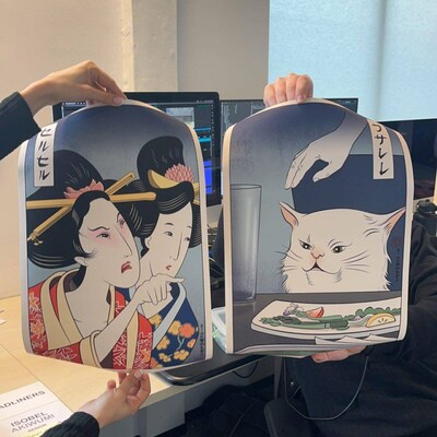 Woman Yelling at Cat Ukiyo-e Style Set of 2 Giclee Prints OFFICIAL ...
