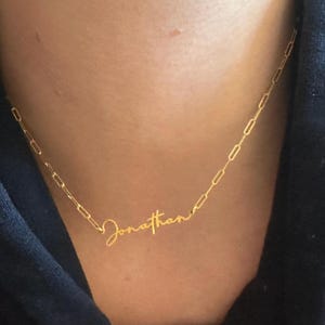 Customer photo, Cursive Name Necklace
