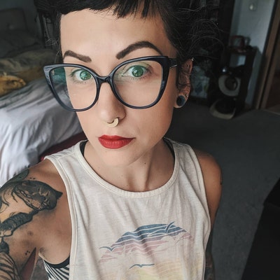 Wide Yellow Septum Ring Satin Finish Nose Ring Yellow Gold Dipped