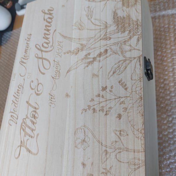 Large Personalised Engraved Wooden Wedding Keepsake Memory Box With ...