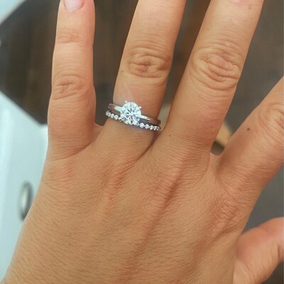 3MM Round Moissanite Open Notch Bubble Set Wedding Matching Band for ...