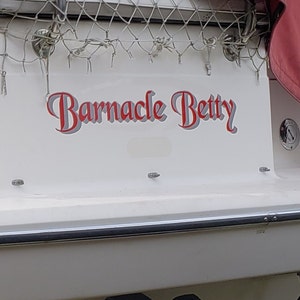 Custom Boat Or RV Name Vinyl Decal - 4" X 24", 2-Color Shadow, Transom Decal USA Made