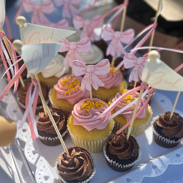 Bow Theme Cupcake Topper - Etsy