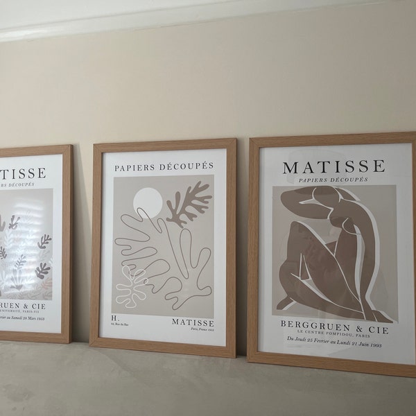 Beige Henri Matisse Wall Art Set of 3 Prints, Neutral Home Decor, Brown ...