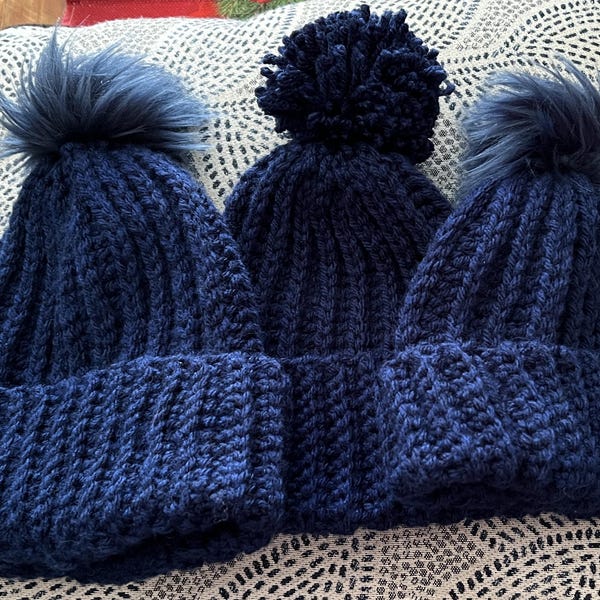 CROCHET PATTERN & VIDEO/ Chunky Ribbed Hat, Side Across Construction ...