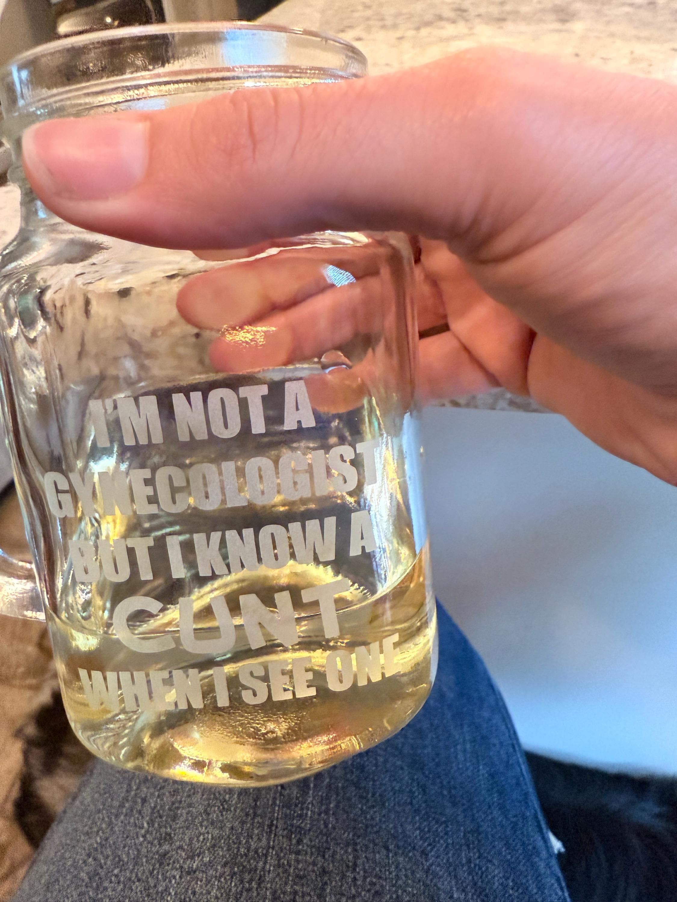 I'm not a Gynecologist, but I know a Cunt when  I see one FUNNY Glass FREE Personalization