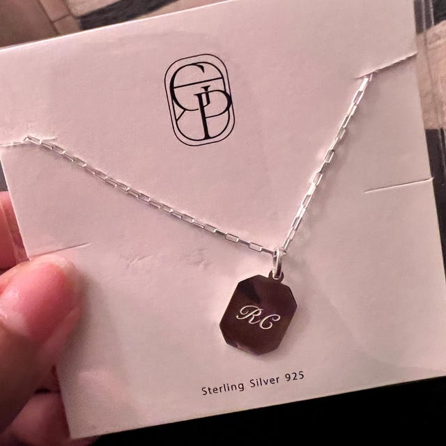 Engraved Initial Pendant Necklace by Gracepersonalized