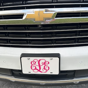 Custom "WHITE" License Plate, Car Tag, Personalized Car Tag, Custom Front Plate, Monogram License, Personalized License Plate