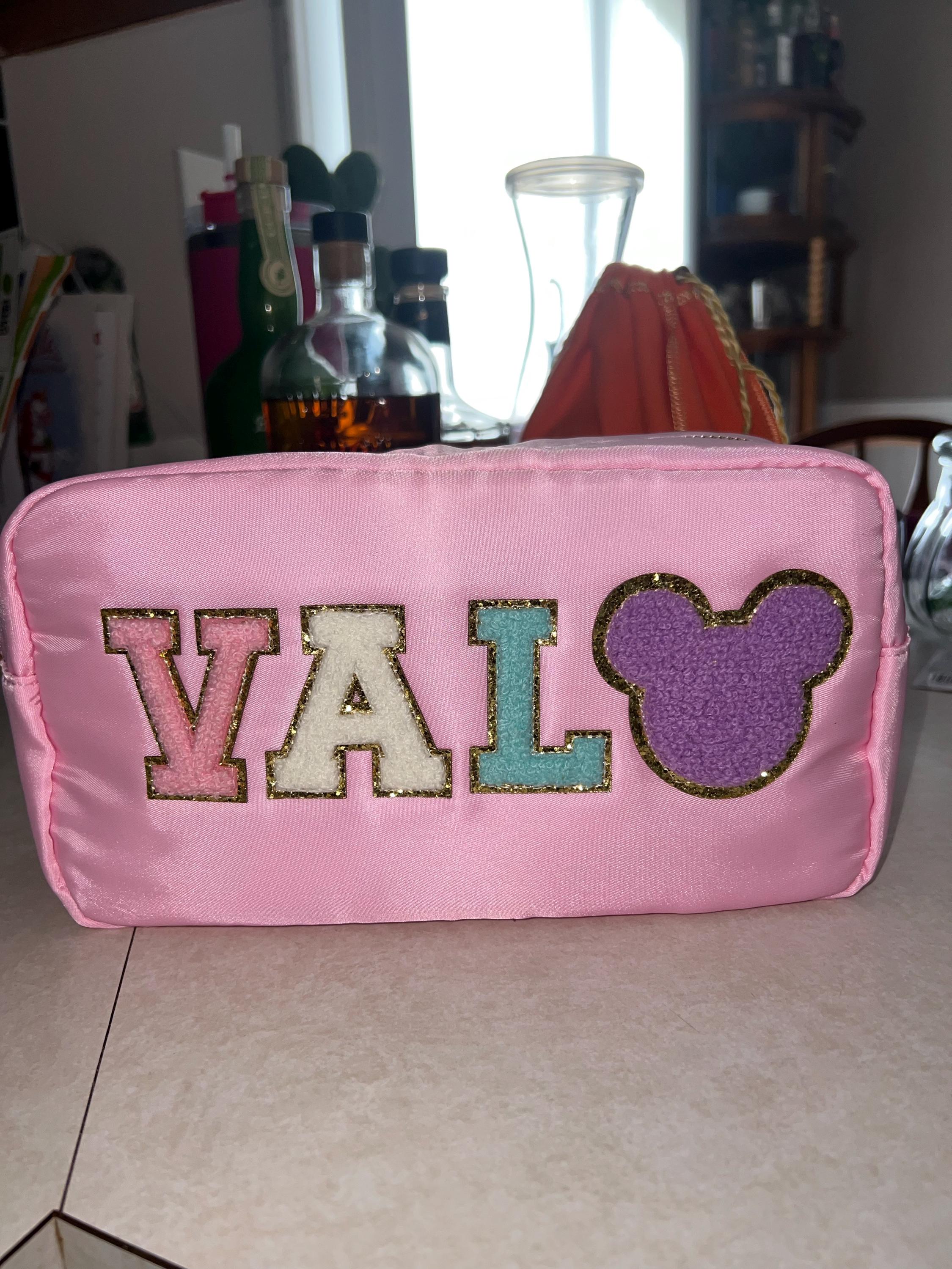 Cosmetic Bag - Makeup bag- Travel Bag- Bag with Patch- Customized Bag- Bridesmaid Gift- graduation gift- college bag- game day