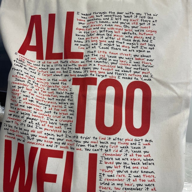 Taylor Swift Tote Bag, All Too Well Tote, Taylors Version, Taylor Swift  Merch