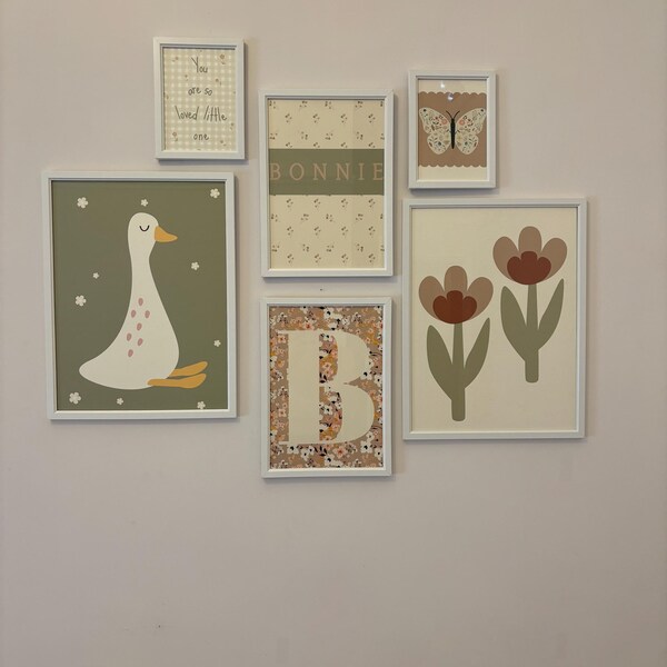 Set of Girls Dusty Pink and Sage Green Gallery Wall Prints for a Girls ...