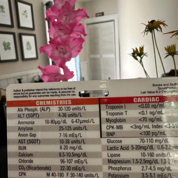 Lab Values Card Laboratory Values Badge Card Reference Horizontal for Nurse Medic EMT ...