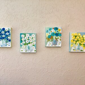 Custom Impasto Aqua Zinnia Flower Painting Impasto Oil Etsy