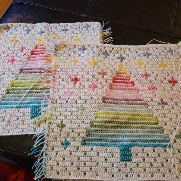 Oh Xmas Tree Panel, Crochet Panel Pattern, Cushion Pattern, Mosaic ...