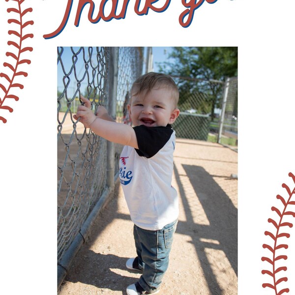 Baseball 1st Birthday Thank You Card, Photo, Rookie of the Year Party ...
