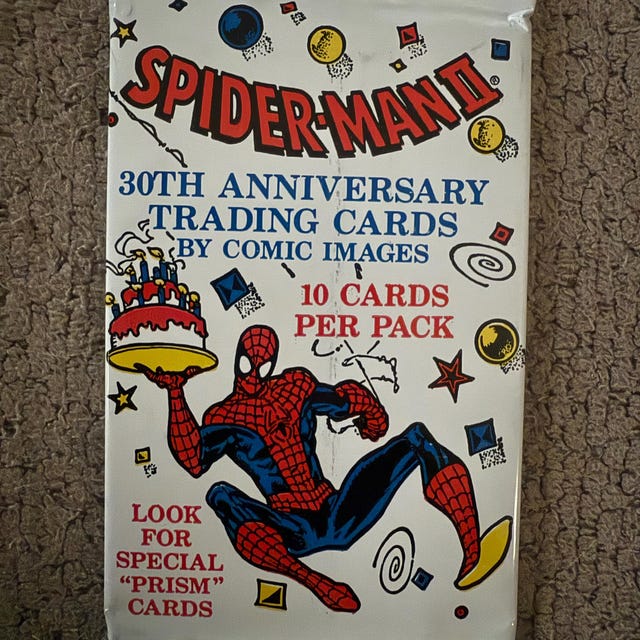 スパイダーマンII 30周年記念ヴィンテージトレーディングカード2パック