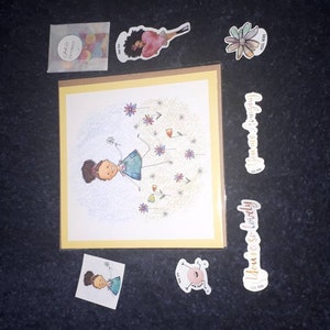 Little Curly Hair Girl Greeting Card for Daughter for - Etsy