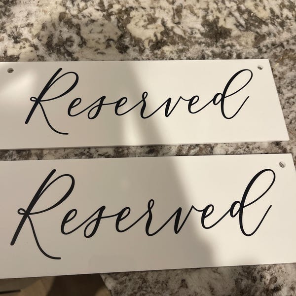 Acrylic Reserved Sign, Wedding Aisle and Row Sign for Weddings ...