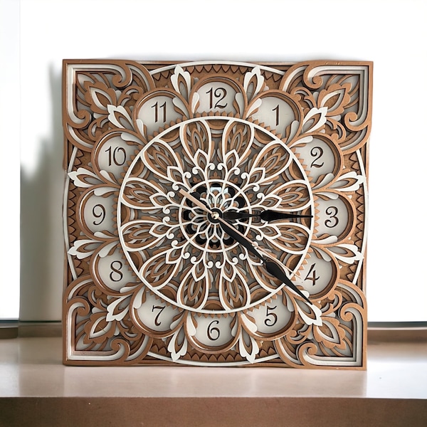 Multilayer Clock SVG Template - Laser Cut Clock - Layered Wall Decor ...