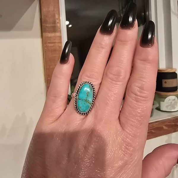 Kingman Turquoise Ring: Handmade 925 Sterling Silver Boho Statement - Etsy