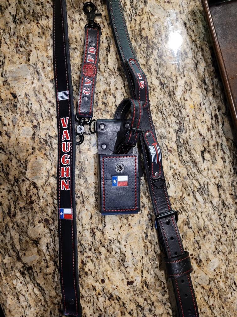 Premium Savage Ghost Leather Firefighter Radio Strap WITH radio bucket - Unleash the Beast