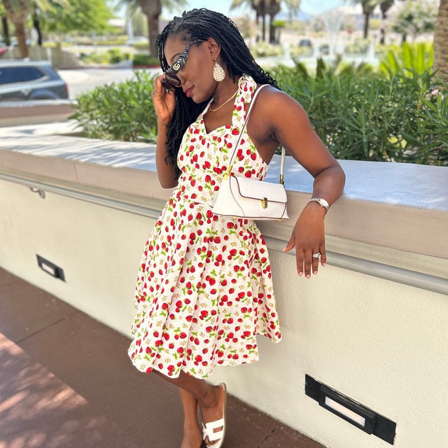 Strawberry Dress Summer Dress Women Sundress Fruit Print