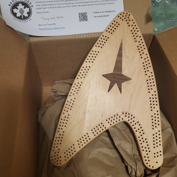 Star Trek Cribbage Board: Maple & Walnut Starfleet Insignia, Birthday ...
