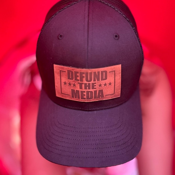 Defund the Media Leather Patch Hat - Etsy