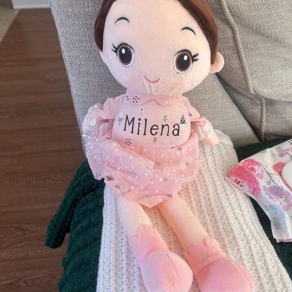 Personalized Baby Girl Doll, Soft Cotton Plush, Custom Newborn Gift, 17 ...