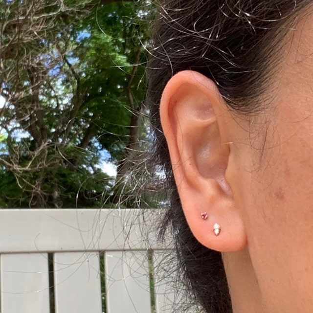 Bar Spiral Minimalist Earrings Double Piercing Silver Hoops Earrings EAR146  - Etsy
