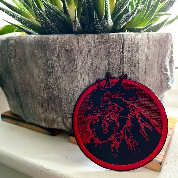 Rooster Patch Embroidered Iron on Patch Fabric Country Rooster Patch by ...