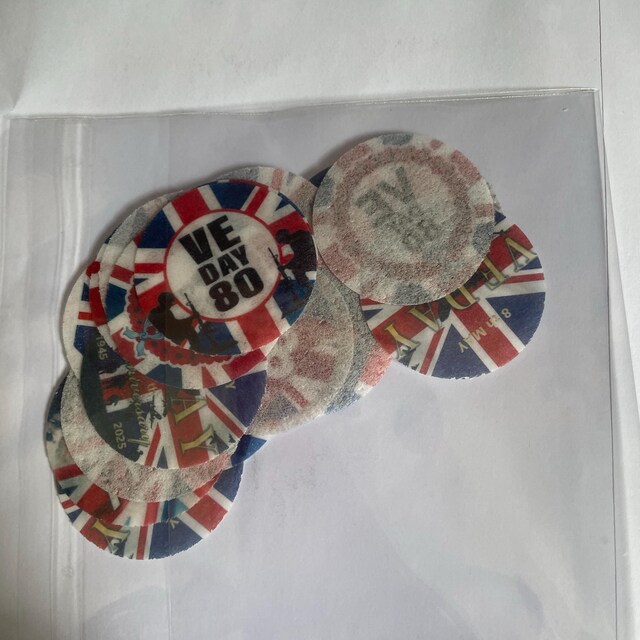 🇬🇧 48 Toppers Para Pastel Comestibles Día VE (Union Jack) - Oblea De Papel Para Cupcakes – 80 Años Segunda Guerra Mundial