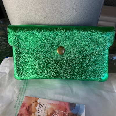 Porte-monnaie Cuir Turquoise Brillant - Neuf Avec étiquette
