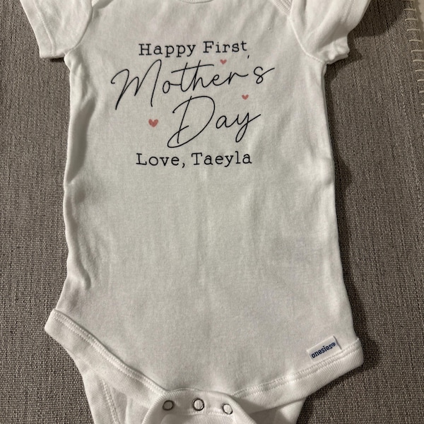 Happy First Mother's Day Onesie®, 1st Mother's Day, Personalized Mother ...