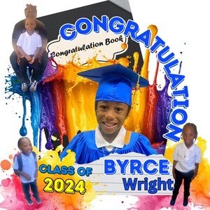 Kids Graduation Design Template, Grad Flyer, T-shirt Design, Grad fan, Grade School, Elementary, Editable Canva Digital File, Class of 2024