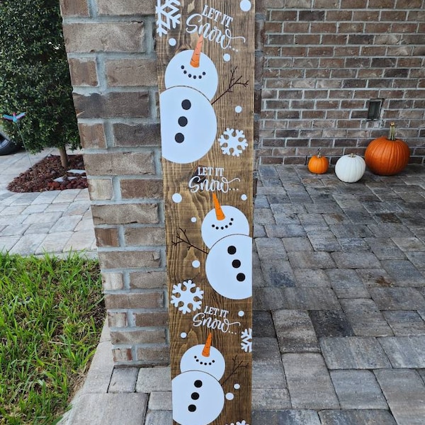 Let It Snow Vertical SVG | Snowman Christmas Design - Etsy