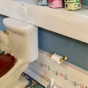 Miniature 1/12 : Porte-rouleau De Papier Toilette Pour Maison De Poupée - Modèle En Bois Et Métal