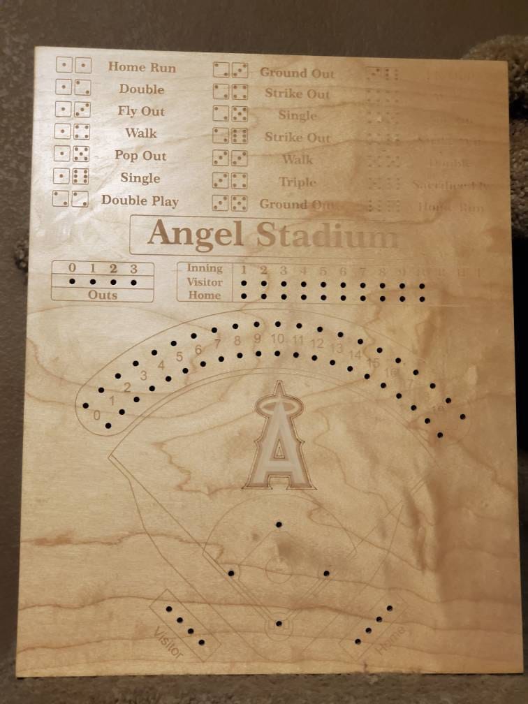 Baseball Board Game - Personalized, Maple, Custom, College, MLB, School Dice game